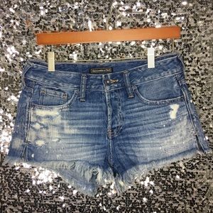 Abercrombie & Fitch faded distressed jean shorts